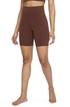 Nike Yoga Luxe Tight Shorts In Bronze Eclipse/ Smokey Mauve