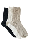 Stems Assorted 3-pack Woven Texture Crew Socks In Black/oat/ivory