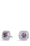 David Yurman Petite Albion Stud Earrings With Gemstone And Pave Diamonds In Amethyst