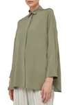Agnona Square Fit Silk Crêpe De Chine Blouse In Sage