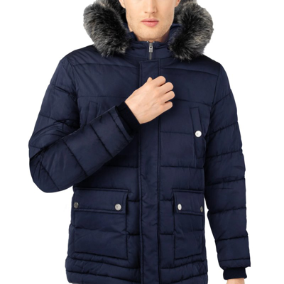 X-ray X Ray Hooded Puffer Parka Jacket In Blue