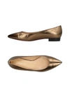 A.testoni Ballet Flats In Gold