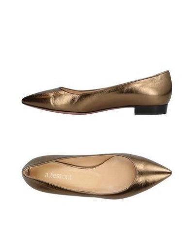 A.testoni Ballet Flats In Gold
