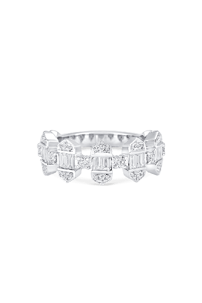 Sara Weinstock Taj Baguette Vertical Partial Diamond Ring In White Gold