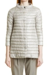 Herno Rossella Water Repellent High/low A-line Down Puffer Jacket In Pearl Grey