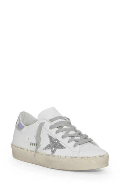 Golden Goose Hi Star Metallic Platform Sneaker In White/ Silver