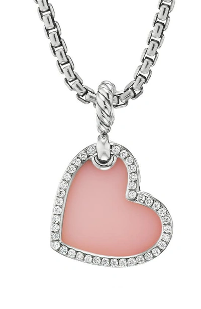 David Yurman Elements Heart Pendant In Pink Opal