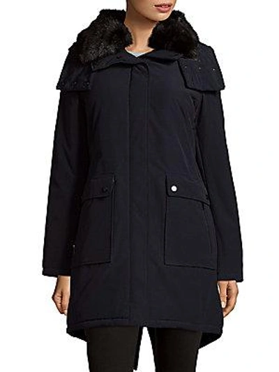 French Connection Faux Fur-accented Hooded Parka In Olive