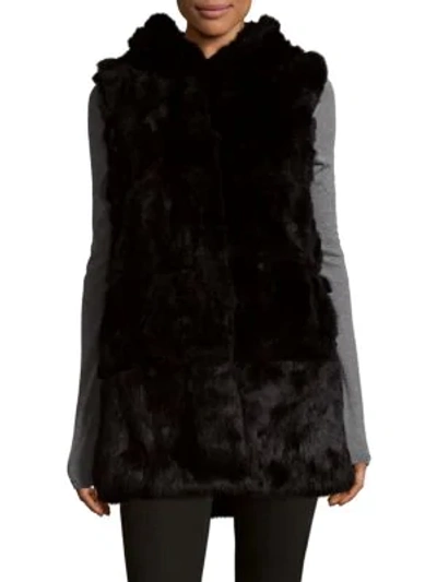 Belle Fare Plush Dyed Rabbit Fur Vest In Black