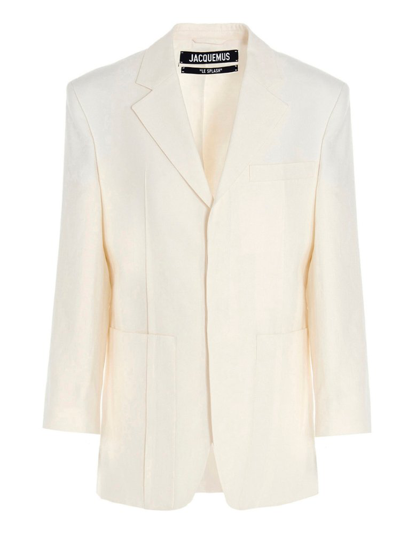 Jacquemus La Waistcoate D'homme Wool-blend Blazer In White