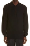 Agnona Silk & Cashmere Half Zip Sweater In Black