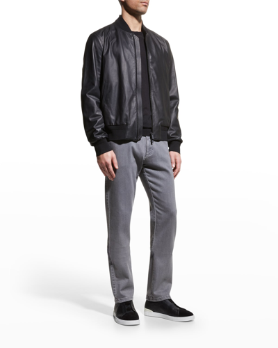 Zegna Men's Napa Lambskin Blouson Jacket In Black Solid