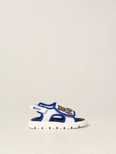 Moschino Baby Kids' Leather Sandals With Teddy In White