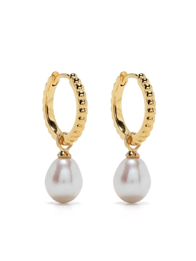 Dower & Hall Timeless Oval Pearl Hoops In Gold