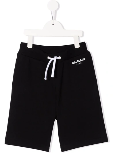 Balmain Teen Logo-print Drawstring Shorts In Black