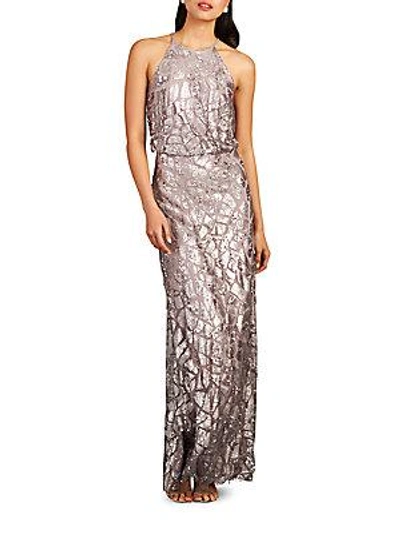Donna Morgan Tiffany Embellished Halterneck Dress In Midnight