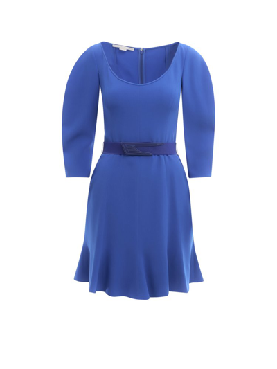 Stella Mccartney Flared Dress With Fluo Belt - Atterley In Blue