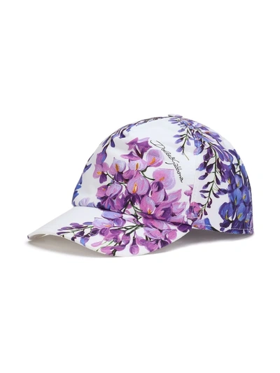 Dolce & Gabbana Kids' Floral-print Cotton Cap In Lavender