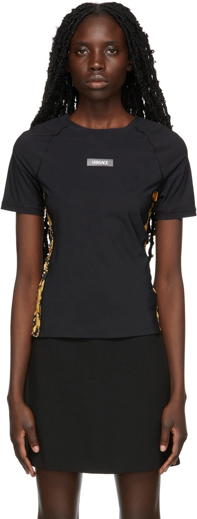 Versace Barocco Gym Shirt, Female, Black, Xxs