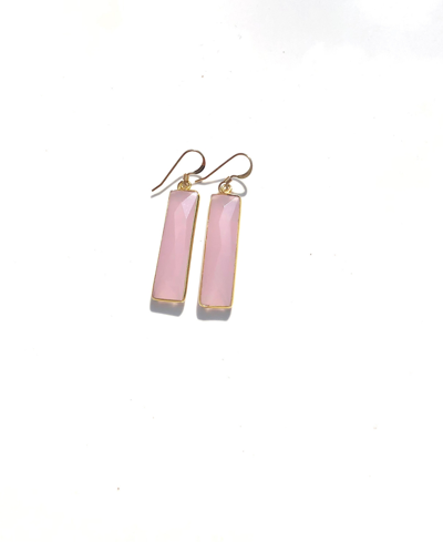 Roberta Sher Designs Women's Fully Faceted Bar Bezel Set Drop Earrings With 14k Gold Fill Earwires In Rose Chalcedony