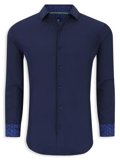 Tom Baine Slim Fit Performance Long Sleeve Solid Button Down In Navy Solid