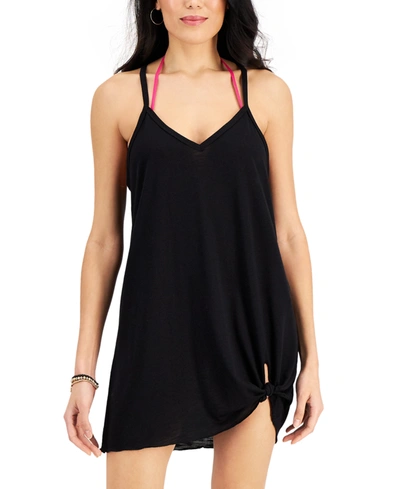 Miken Juniors' Knot-hem Cover-up Dress, Created For Macy's Women's Swimsuit In Black