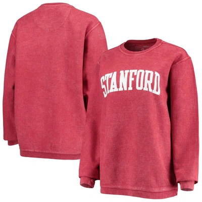 Pressbox Women's Crimson Stanford Cardinal Comfy Cord Vintage-like Wash Basic Arch Pullover Sweatshirt