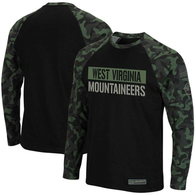 Colosseum Black/camo West Virginia Mountaineers Oht Military Appreciation Big & Tall Raglan Long Sle