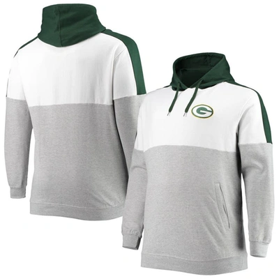 Profile Men's Green, Heather Gray Green Bay Packers Big And Tall Team Logo Pullover Hoodie In Green,heathered Gray