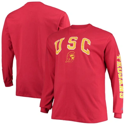 Champion Men's  Cardinal Distressed Usc Trojans Big And Tall 2-hit Long Sleeve T-shirt
