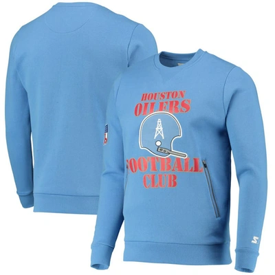 Starter Light Blue Houston Oilers Locker Room Throwback End Zone Pullover Sweatshirt