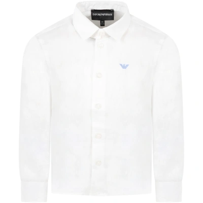 Armani Collezioni Kids' White Skirt For Boy With Light Blue Iconic Eagle Logo