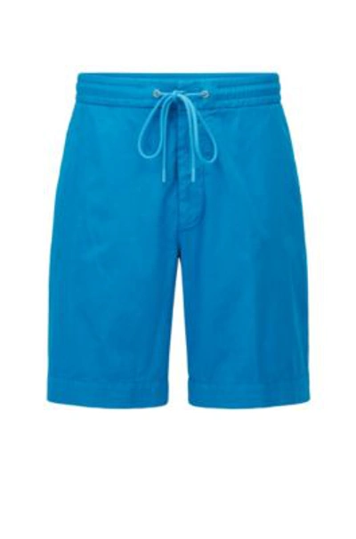 Hugo Boss Slim-fit Shorts In Paper-touch Stretch Cotton In Blue