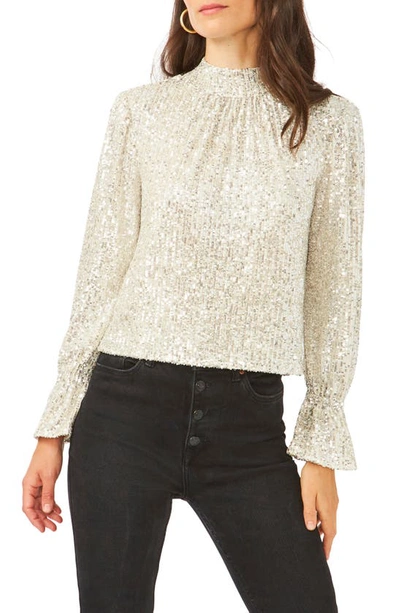 1.state Draped Back Sequin Top In Champagne