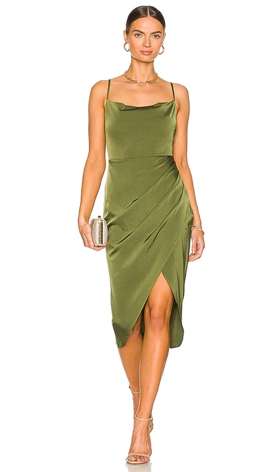 More To Come Adonia Wrap Midi Dress In Olive