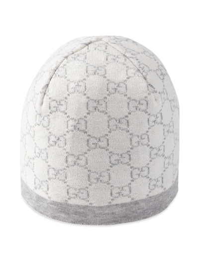 Gucci Kids' Baby Gg Pattern Wool Hat In Grey