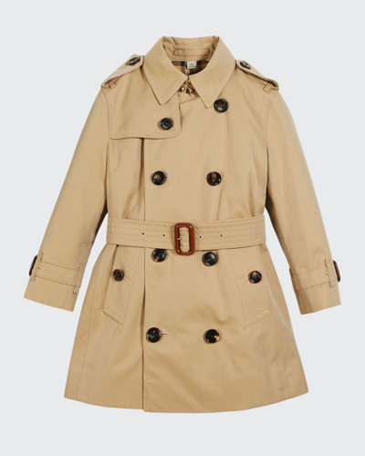 Burberry Kids Beige Mayfair Trench Coat In Miele