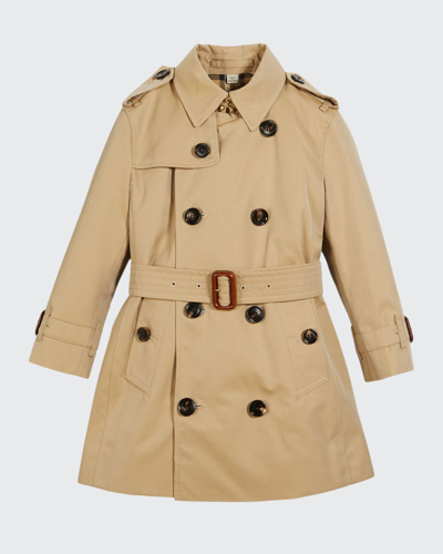 Burberry Kids Beige Mayfair Trench Coat In Honey