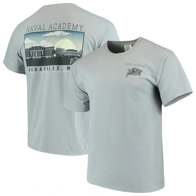Image One Men's Gray Navy Midshipmen Team Comfort Colors Campus Scenery T-shirt