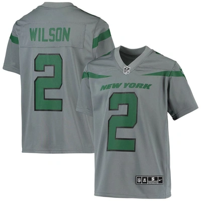 Nike Kids' Youth  Zach Wilson Gray New York Jets Inverted Team Game Jersey