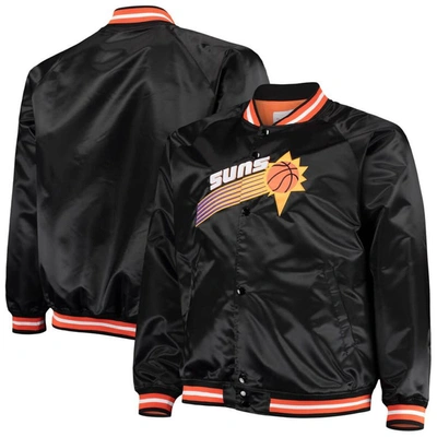 Mitchell & Ness Men's  Black Phoenix Suns Big And Tall Hardwood Classics Raglan Satin Full-snap Jacke