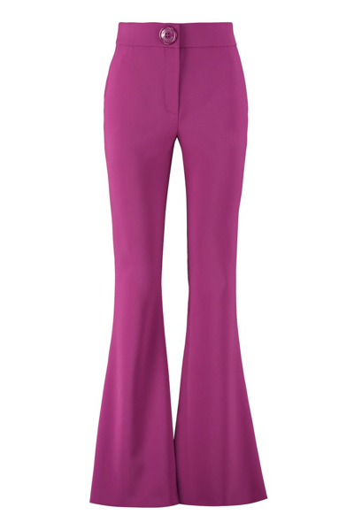 Moschino Flared Crêpe Trousers In Purple