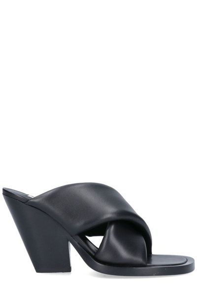 Jil Sander Padded Leather Sandals - Atterley In Black