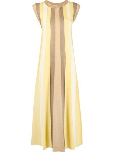 Loro Piana Edinburgh Striped Cashmere And Silk-blend Maxi Dress In Yellow