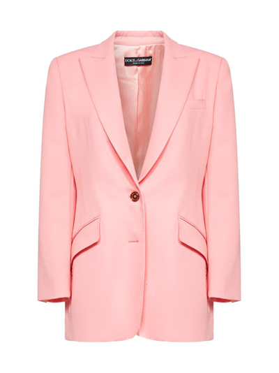 Dolce & Gabbana Viscose-blend Single Breasted Blazer In Pink