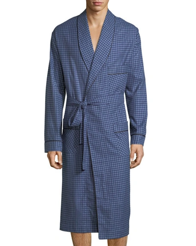 Neiman Marcus Brushed Flannel Robe, Navy