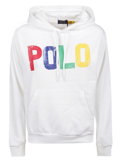 Polo Ralph Lauren Logo Printed Hoodie In White