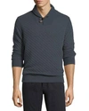 Billy Reid Quilted Shawl-collar Pullover In Carbon Blue