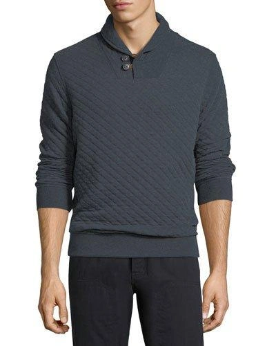 Billy Reid Quilted Shawl-collar Pullover In Carbon Blue
