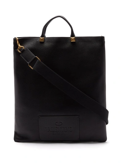 Valentino Garavani Rockstud-embellished Grained-leather Tote Bag In Black